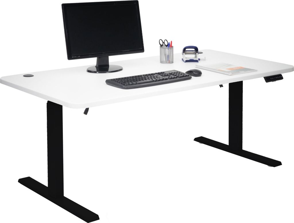 Schreibtisch MCW-D40, Computertisch, elektrisch höhenverstellbar 160x80cm 53kg MVG weiß, schwarz