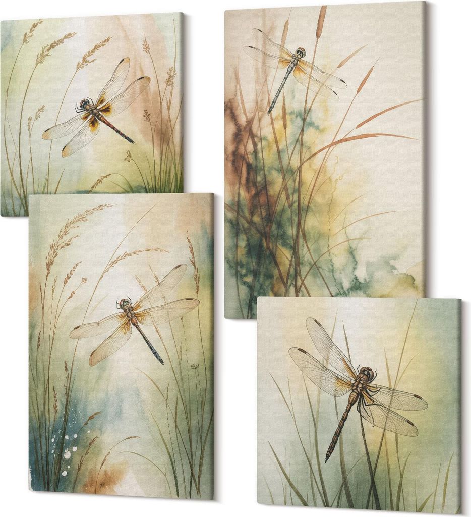 Leinwandbilder Mehrteilig 4-teilig – Modernes Design – Hochwertiger Polycanvas Kunstdruck – Wanddekoration & Wandkunst – Bilder für Zuhaus...