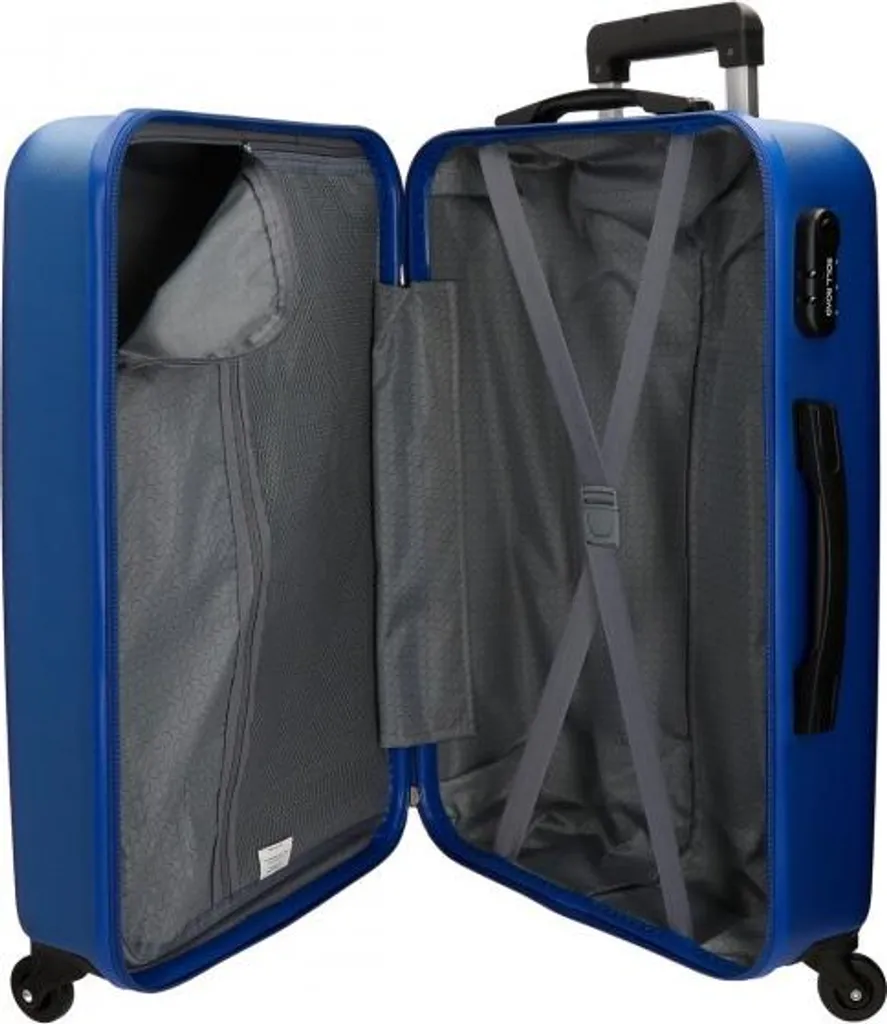 Valise rigide ROLL ROAD Flex 65cm bleue 56L avec 4 roues multidirectionnelles