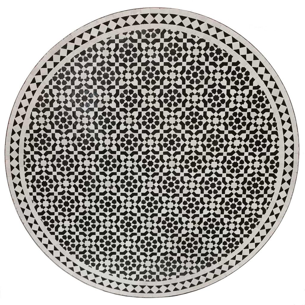 Mosaiktisch D120 schwarz weiß glasiert Produktbild 