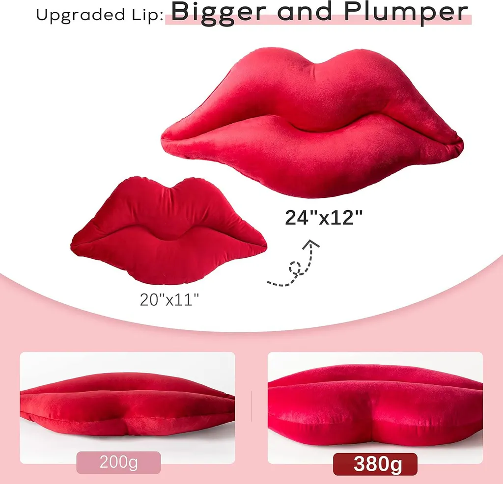 Cuscino Decorativo 3D A Forma Di Labbra KINGROSE, Morbido In Velluto, Rosso, 27x45 Cm, Per Divano E Letto