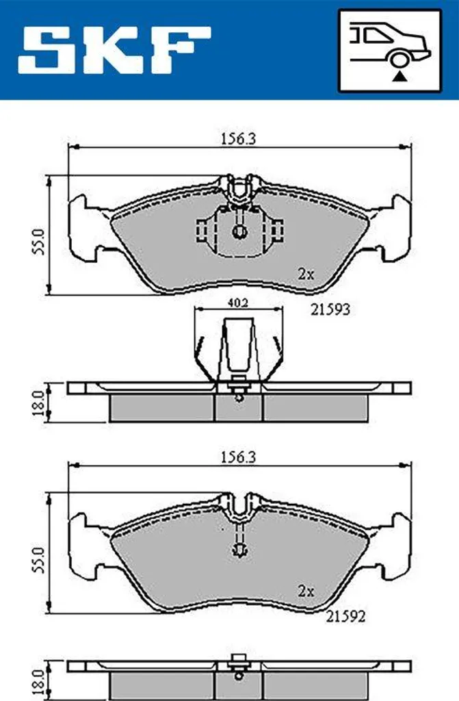 SKF VKBP 90362 Jeu de Plaquettes de Frein à Disque OE 2D0698451 Sprinter