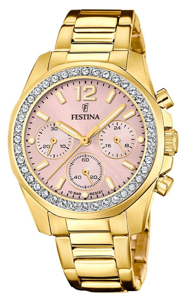 Festina Damenuhr Boyfriend Armbanduhr Edelstahl gold Produktbild 