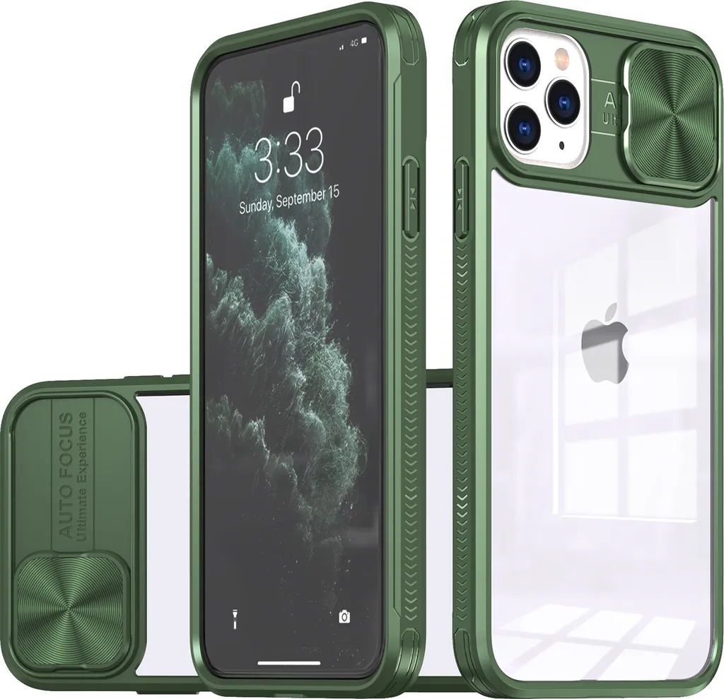 Custodia Protettiva iPhone 11 Pro Max Trasparente Verde - Slider Moderno