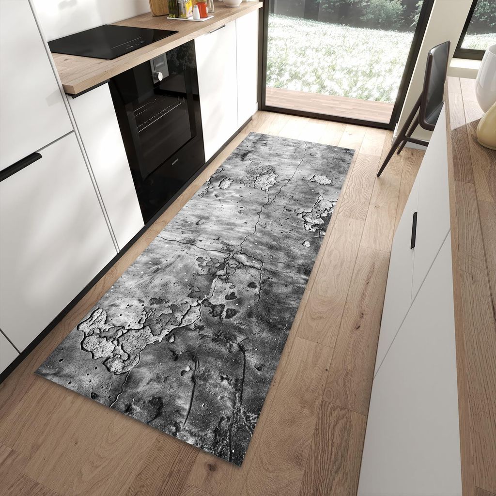 Küchenteppich 90x240cm rutschfest & abwischbar PVC Läufer - Abgenutzte Wand