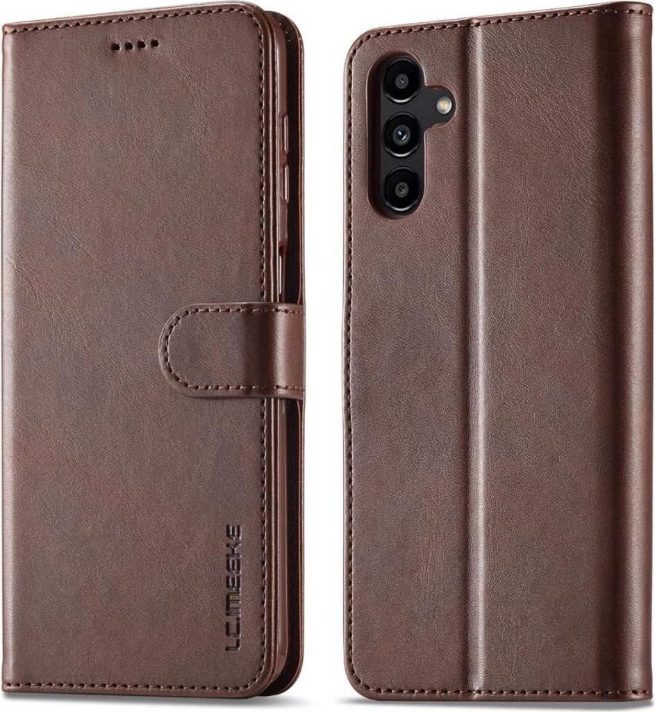 Samsung Galaxy A15 Hülle - LC.IMEEKE Luxus Klapphülle - Dunkelbraun
