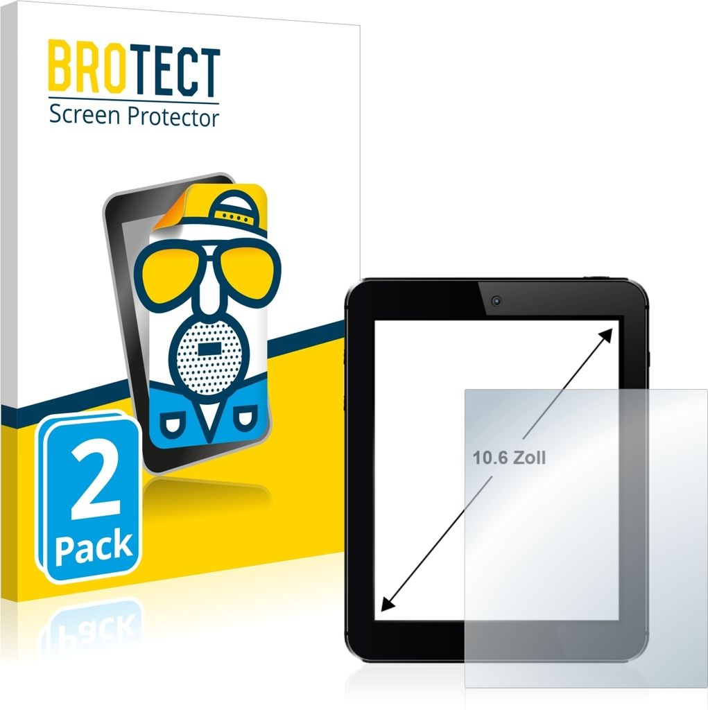 2x BROTECT Schutzfolie für Tablets mit 26.9 cm (10.6 Zoll) Displays 230 x 138 mm Displayschutz Displayschutzfolie Folie Matt Entspiegelungsfolie