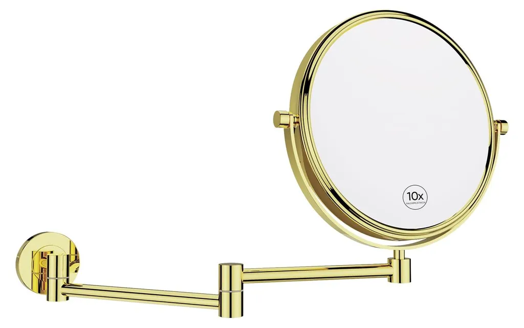 Miroir Maquillage Mural 10x Or Brillant pour Salle de Bain Chic