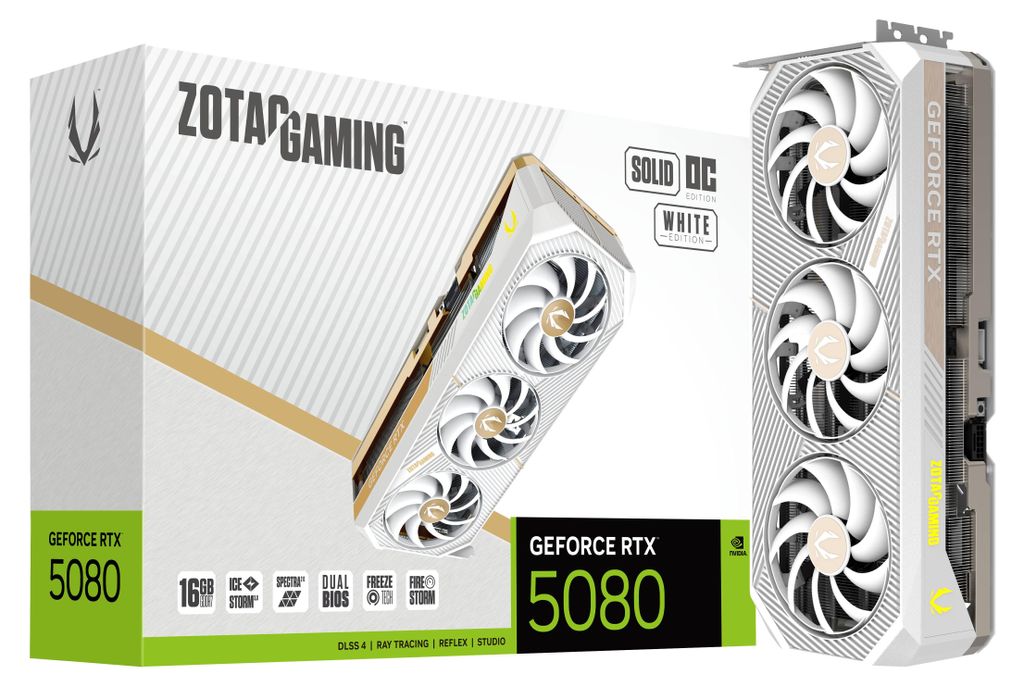ZOTAC GeForce RTX 5080 SOLID OC White Edition, Grafikkarte, Produktbild 