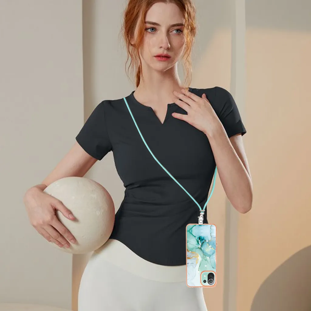 Yoedge Cover con Cordino per Xiaomi Mi 11 Lite 6,55, Trasparente Aesthetic Disegni Fiori Custodia con Collana Tracolla Laccio Collo, Sottile TPU Bumper Silicone + PC Antiurto Protettiva Case,05