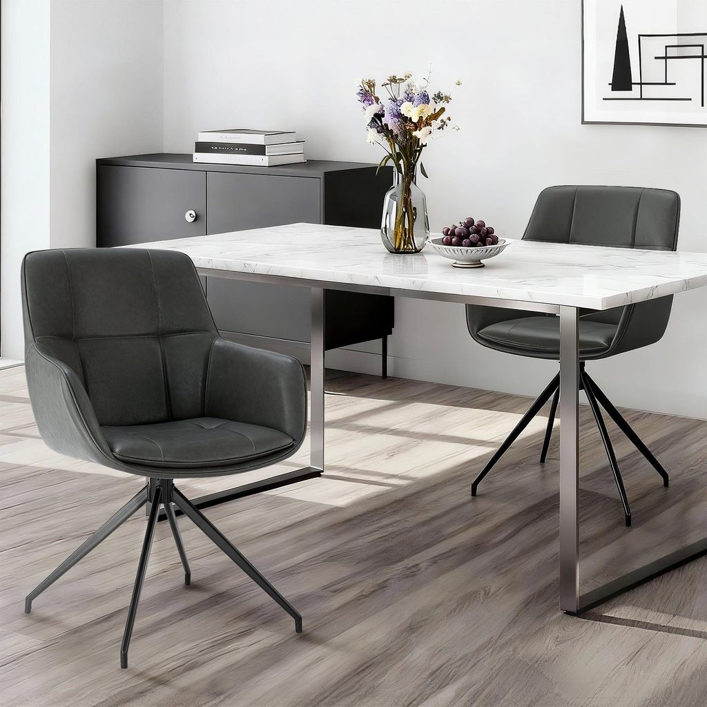 CHITA Polsterstuhl (2 St) Drehstuhl, Esszimmerstuhl, 360° drehbar, Verstellbare Füße, Kunstleder