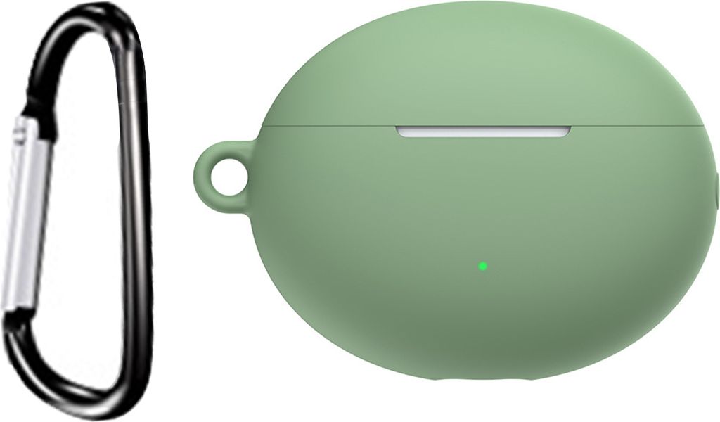 Bluetooth Earphone Soft Silicon Schutzhülle mit Carabiner -Speicherschale für Huawei Freebuds 4i-Matcha Green