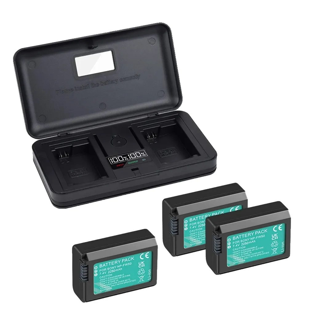 Kit Chargeur et 3 Batteries NP-FW50 pour Appareil Photo Hybride Sony