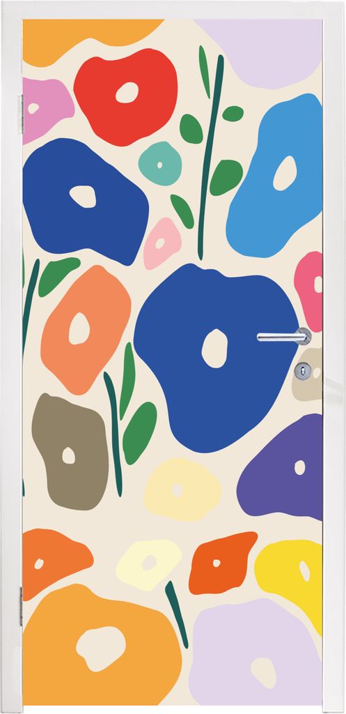 MuchoWow Türtapete Selbstklebende Türfolie Blume - Abstrakt - Blätter 80x215 cm Türposter Türaufkleber Klebefolie Türklebefolie - Selbstkle...