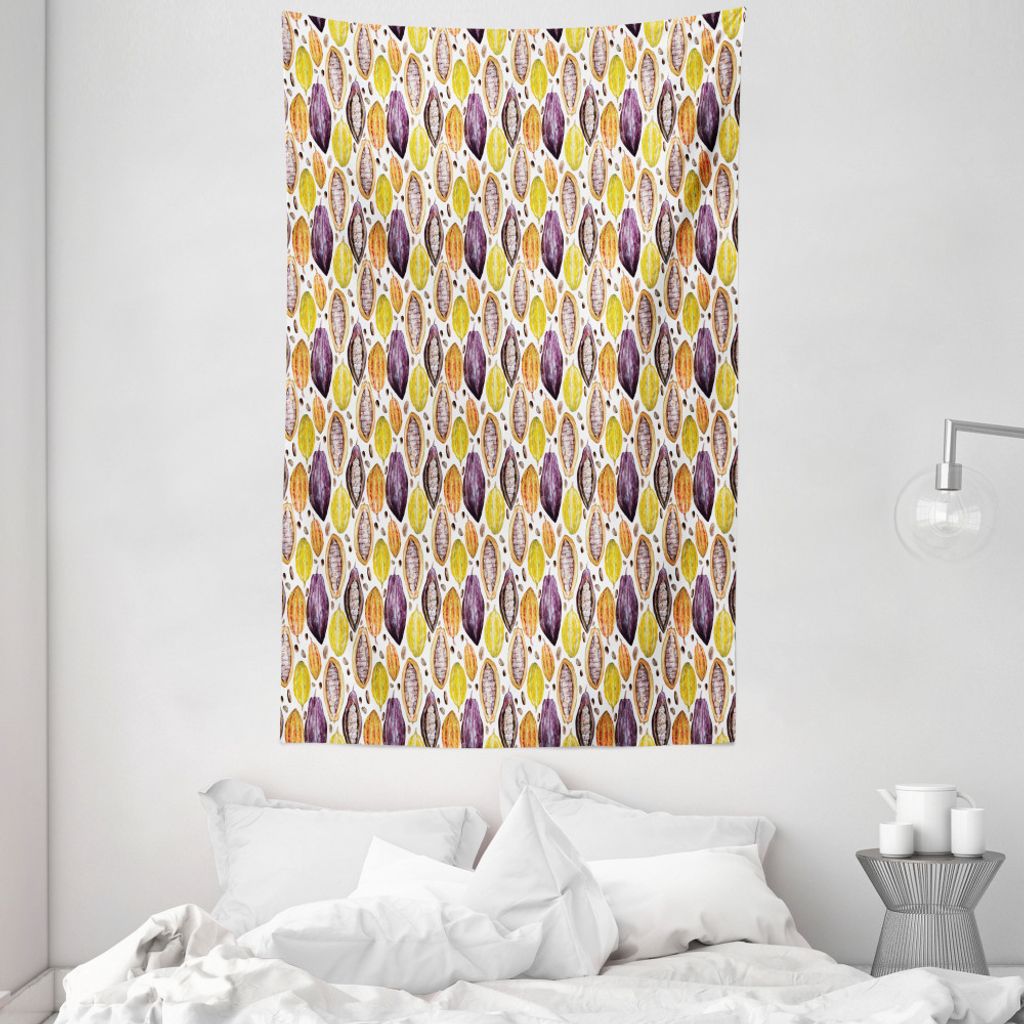 ABAKUHAUS Kakao Wandteppich und Tagesdecke, Aquarell-Stil Tropic Lebensmittel aus Weiches Mikrofaser Stoff Waschbar ohne Verblassen Digitaldruck, 1...