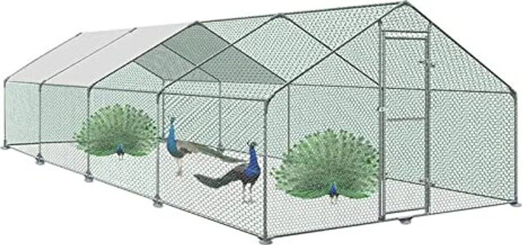 TRMLBE Poulailler 3x8x2m en acier galvanisé avec toit de protection PE