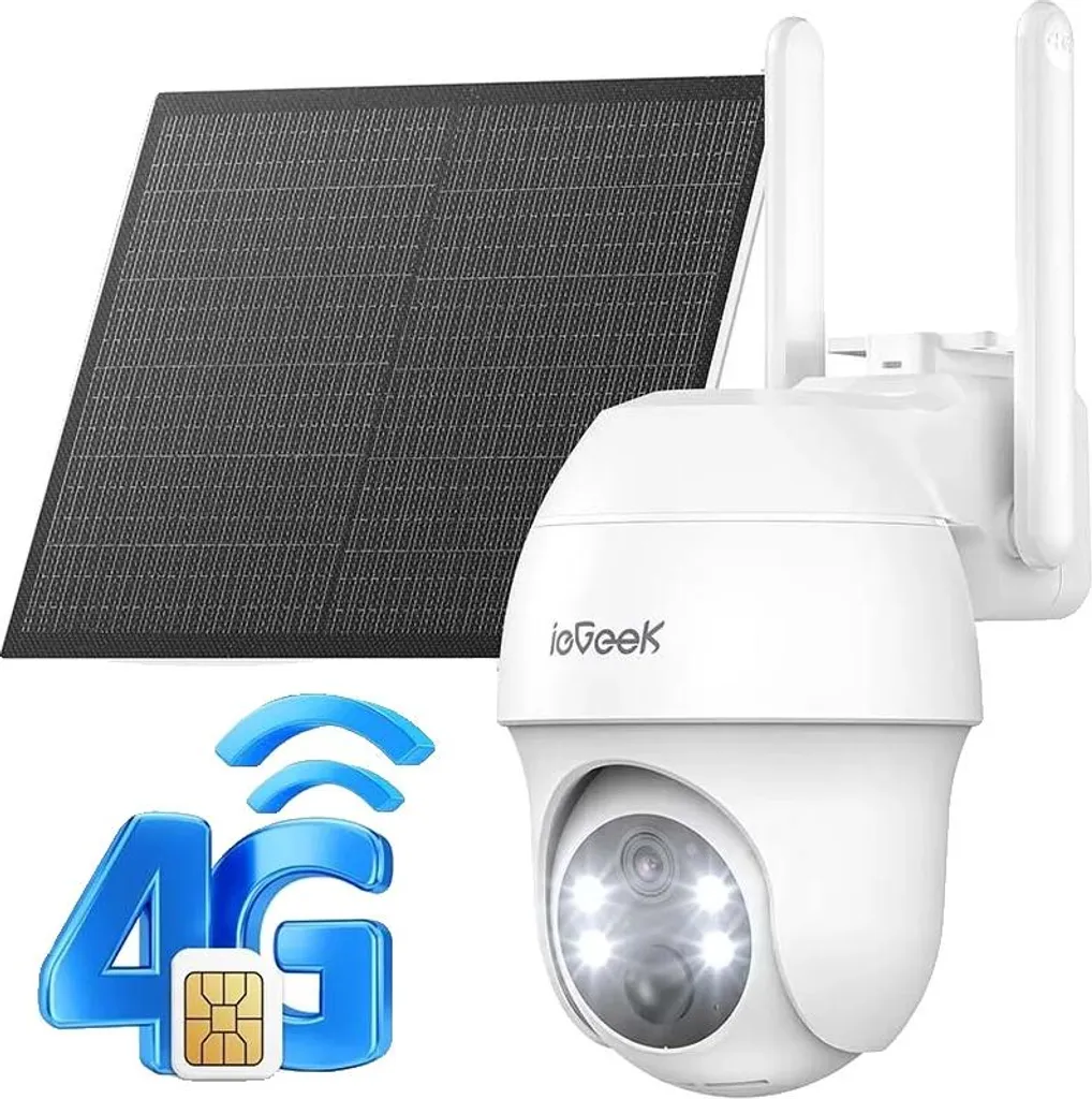 Caméra de surveillance 4G solaire pour jardin, chantier et ferme 3MP