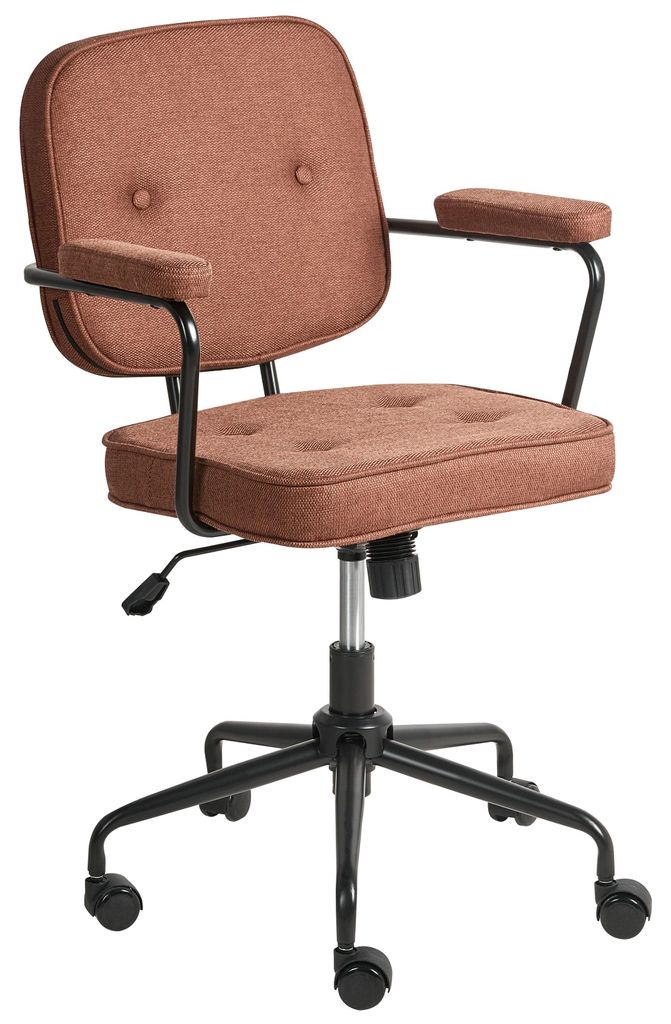 BELIANI Bürostuhl Goldbraun Stoff mit Gebremsten Rollen Armlehnen Höhenverstellbar Klassisch Retro Arbeitsstuhl Home-Office Wohnzimmer
