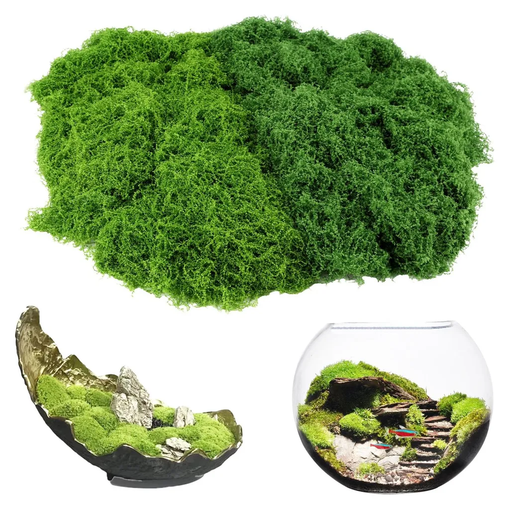 Décoration de table avec mousse artificielle verte pour fêtes et DIY 100g