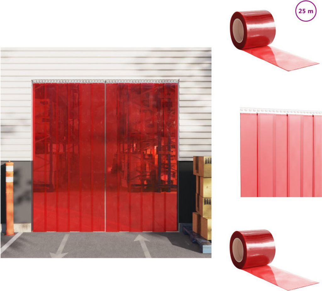 vidaXL Türvorhang Rot 200x1,6 mm 25 m PVC - Vorhänge & Gardinen