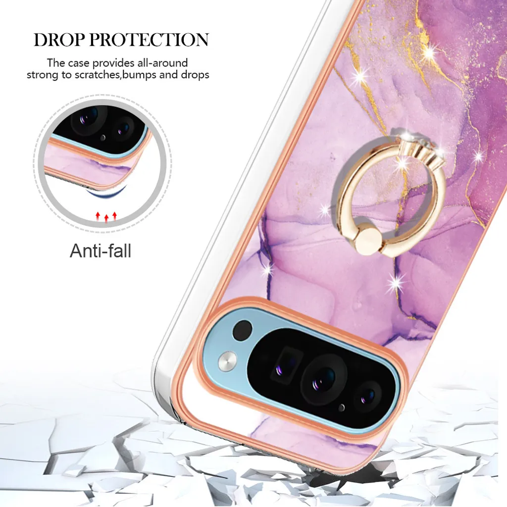 Custodia Marmo Grigio Oro Google Pixel 9 Pro XL | Smartphonica TPU Nero