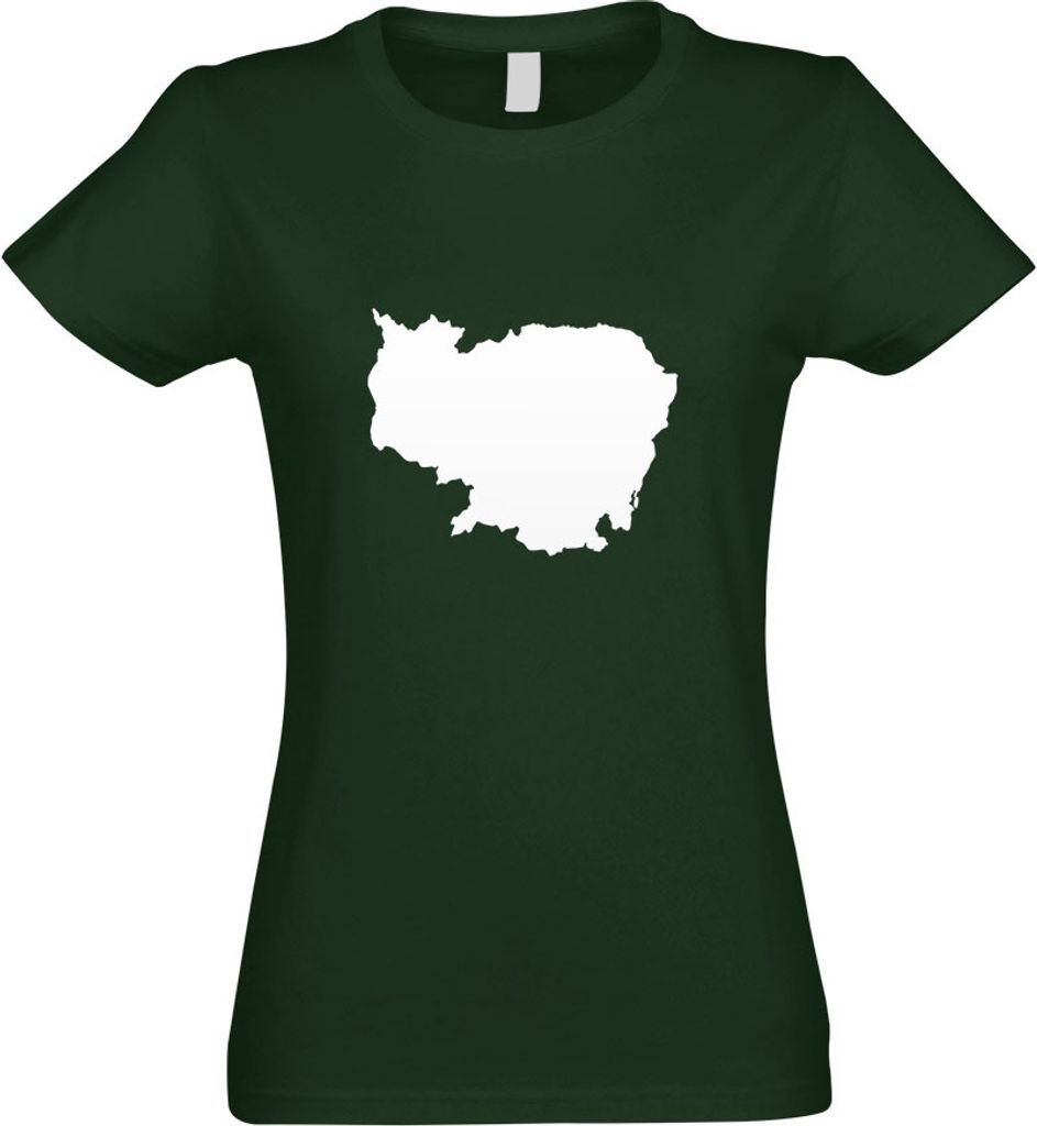 Kiwistar - T-Shirt tailliert - Damen - flaschengrün - Kambodscha Umriss Kontur - mit Motiv Bedruckt - Funshirt Design - Sport - Freizeit - Damen - M