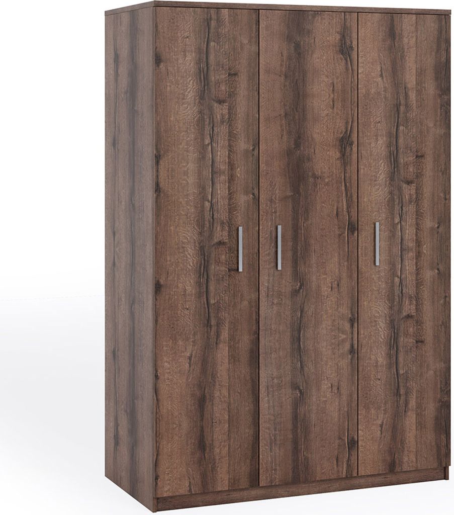 Kleiderschrank Zenit SZ3D, Drehtürenschrank, Drei-Türen Garderobenschrank für Schlafzimmer (Farbe: Monastery Eiche)