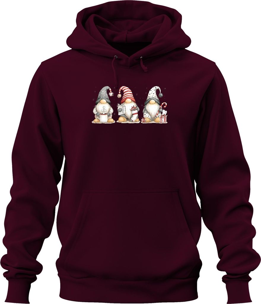 Weihnachtswichtel Gnome Geschenk Weihnachten Niedlich Uni Hoodie Kapuzenpullover, Burgundy, XL