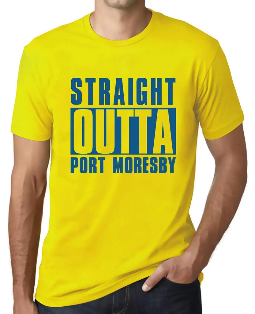 Herren Grafik T-Shirt Direkt aus Port Moresby – Straight Outta Port Moresby – Öko-Verantwortlich Vintage Jahrgang Kurzarm Lustige Druck Geburt...