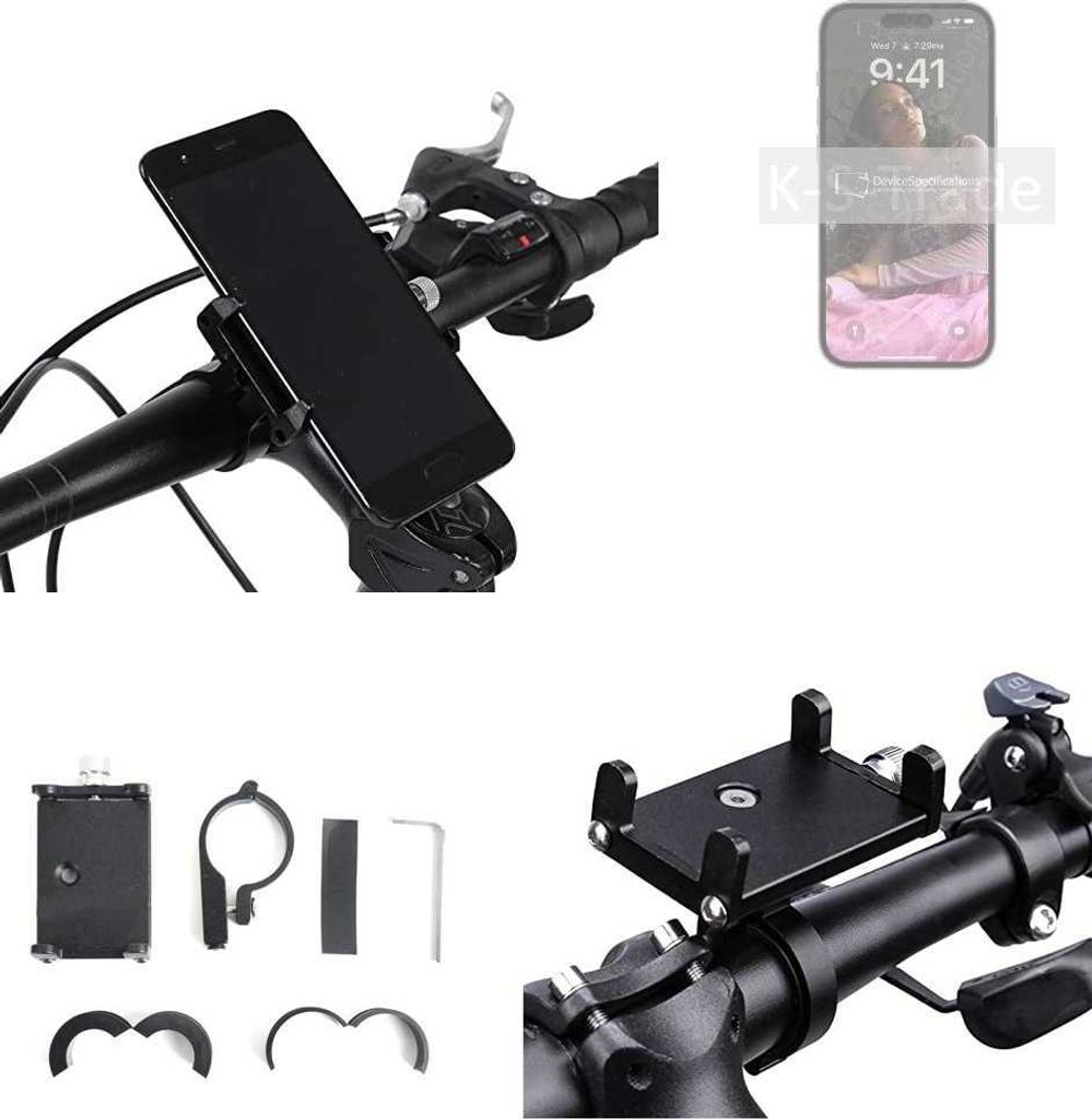 K-S-Trade Handyhalterung für das Fahrrad kompatibel mit Apple iPhone 14 Pro Halter Lenkstange Fahrradhalterung Motorrad Bike Mount Befestigung