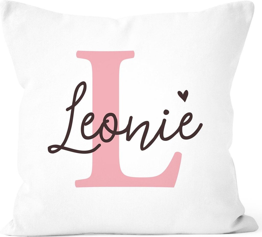 Kissen-Bezug mit Namen Anfangsbuchstabe Initiale Herz Geschenk personalisiert Mädchen Jungen SpecialMe Mädchen weiß 40cm x 40cm