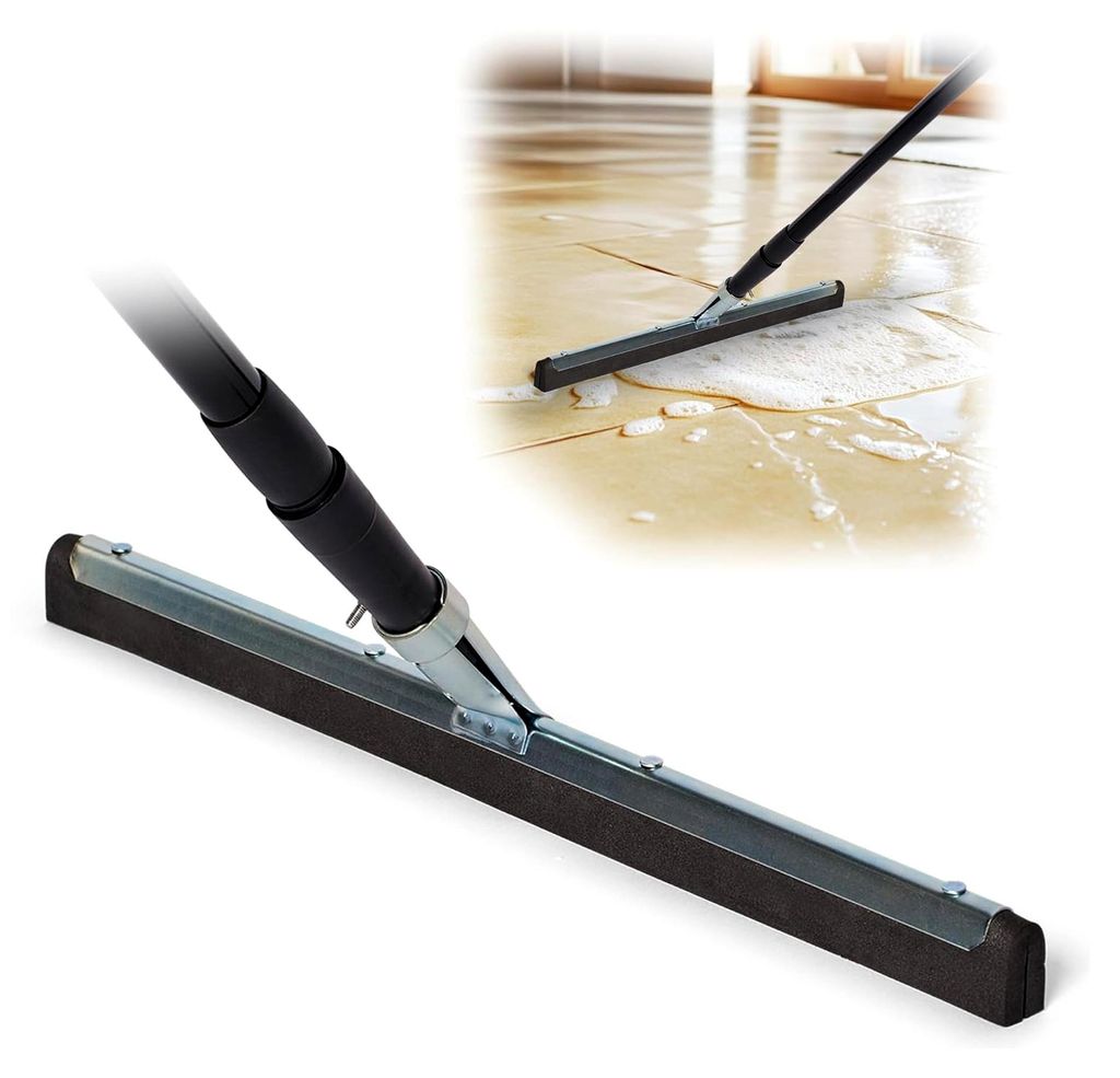 Wasserschieber Bodenabzieher 45cm mit Teleskop I Duschabzieher Abzieher Dusche Boden Abzieher Fenster Profi I Wasser Abzieher Schieber für Boden W...