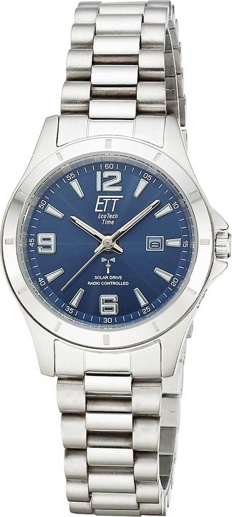 ETT ELS-11675-32M Funk-Solar Damenuhr Gobi Lady Stahl/Blau