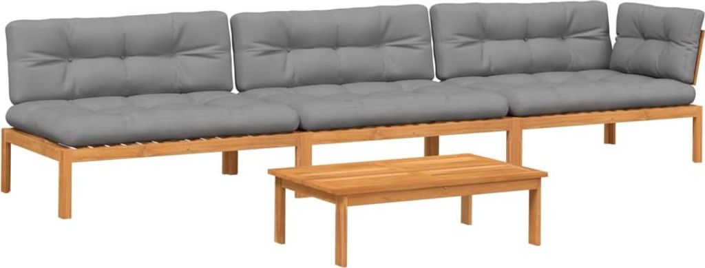vidaXL 4-tlg. Garten-Sofagarnitur aus Paletten mit Kissen Akazienholz