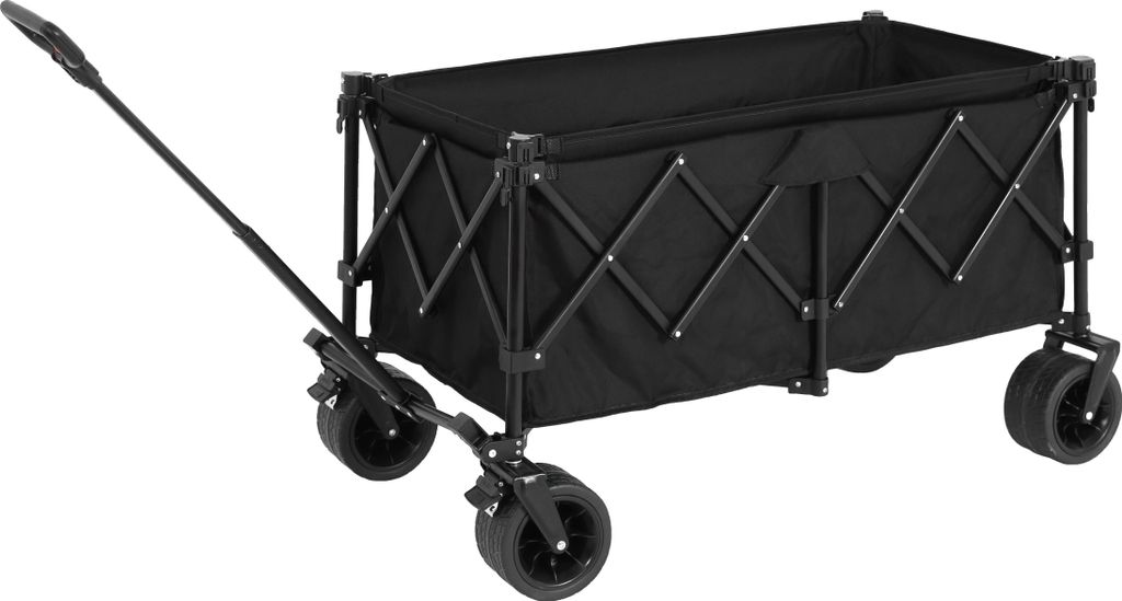 STILVORA Bollerwagen zusammenklappbarer mit großen All-Terrain-Strandrädern und Getränkehaltern,faltbarer Gartenwagen,300-Liter-Strandwagen,Schwarz