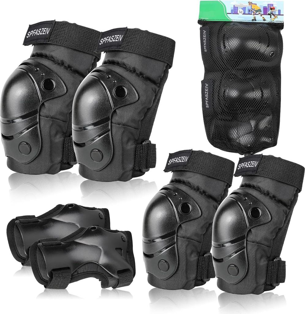 Schutzausrüstung für Kinder und Jugendliche - Knie- und Ellenbogenschützer für Erwachsene - verstellbare Handgelenkschützer - Rollschuhlaufen,...