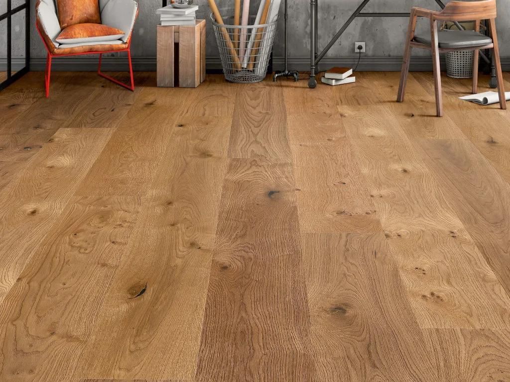 THEDE & WITTE | 3,432 m² | Braun 260mm Eiche Parkett Landhausdiele Boston XL rustikal astig geölt 3 Schicht Klick Verlegung Uniclic fuer Fussbode...