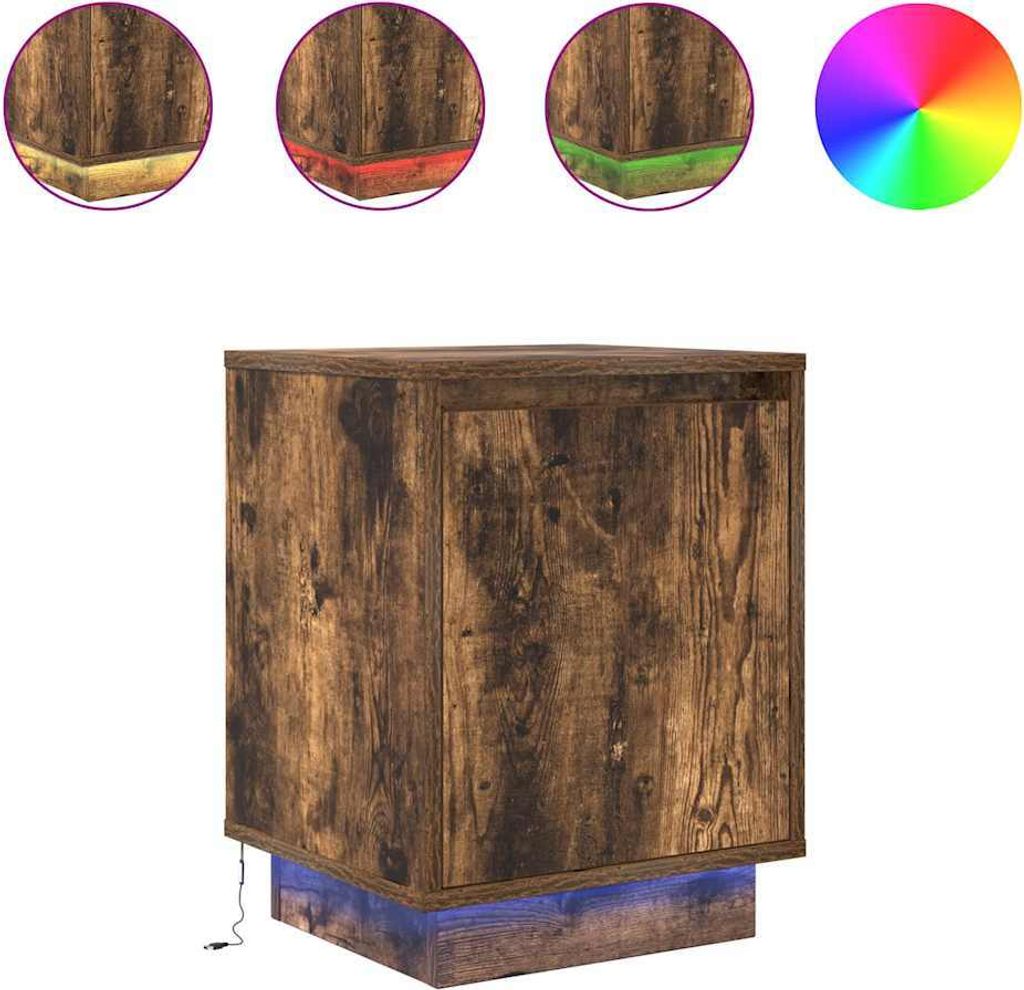 Nachttische mit LED-Leuchten 2 Stk. Räuchereiche 38x34x50 cm