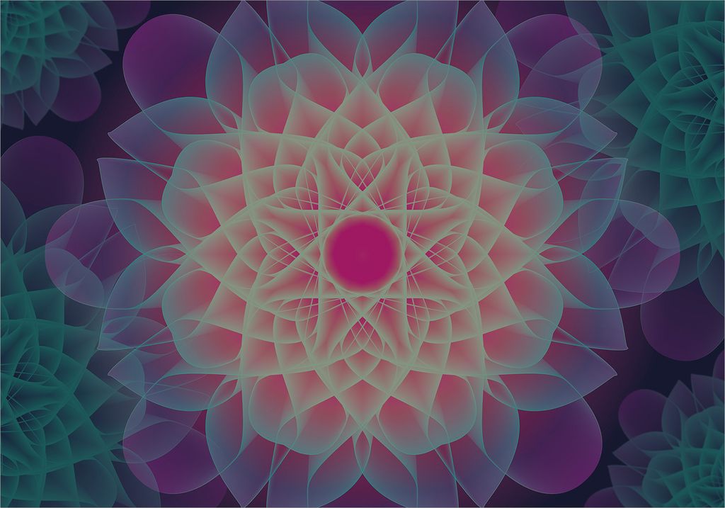 Vlies Fototapete 3D Effekt 450x315 cm Tapeten Wandtapete XXL geometrische Muster Abstrakt violett Blumen n-A-1289-a-a