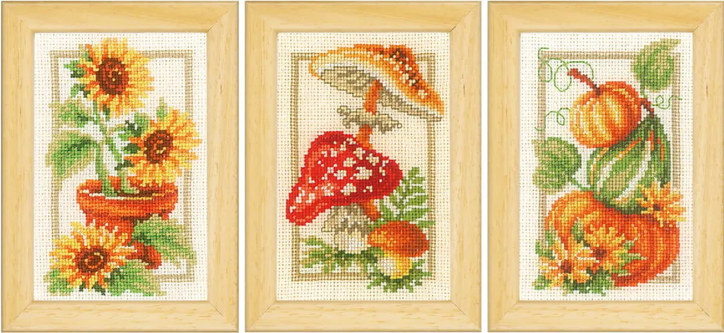 Vervaco Kit Punto Croce Contato Autunno Set 3 Pezzi 8x12cm PN-0147594