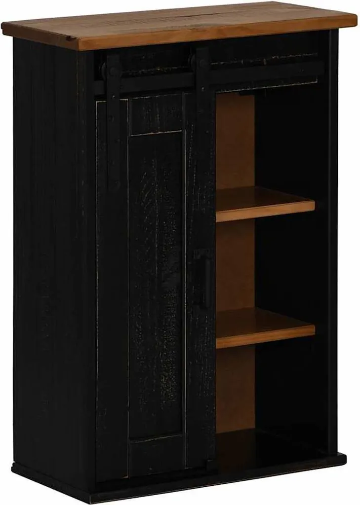 Mobile Pensile HALDEN SYFAX Pino Nero 49x22,5x70 cm Anta Scorrevole
