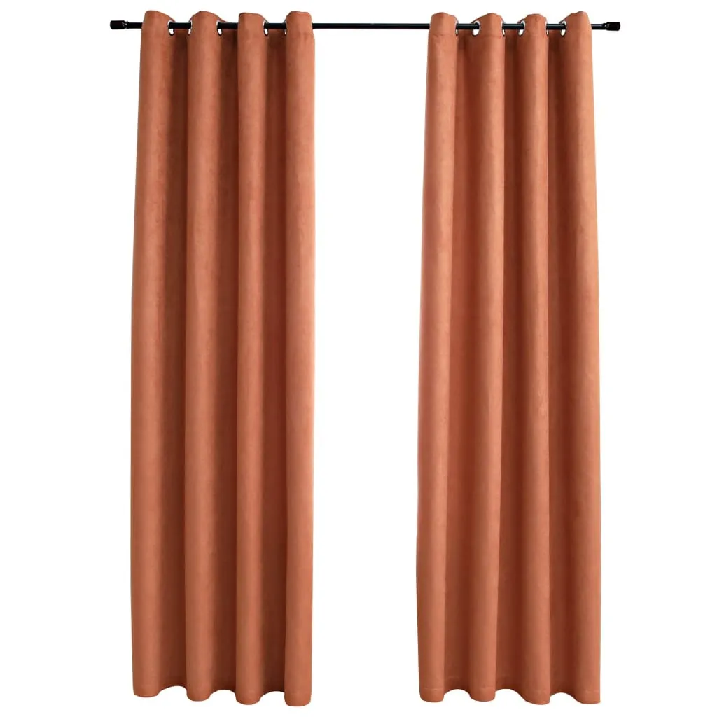 Tende Oscuranti vidaXL Marrone Ruggine Suede 140x175 cm 2pz