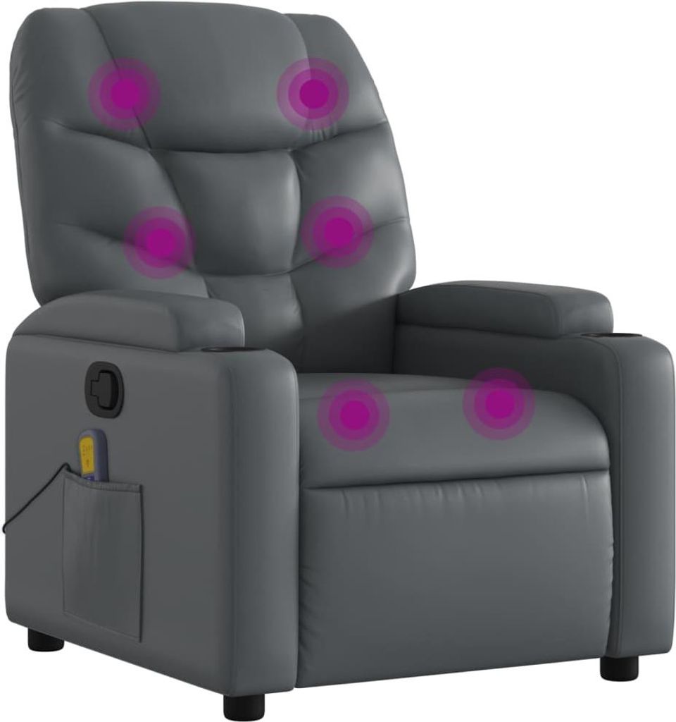 Massagesessel Relaxsessel Grau Kunstleder Produktbild 