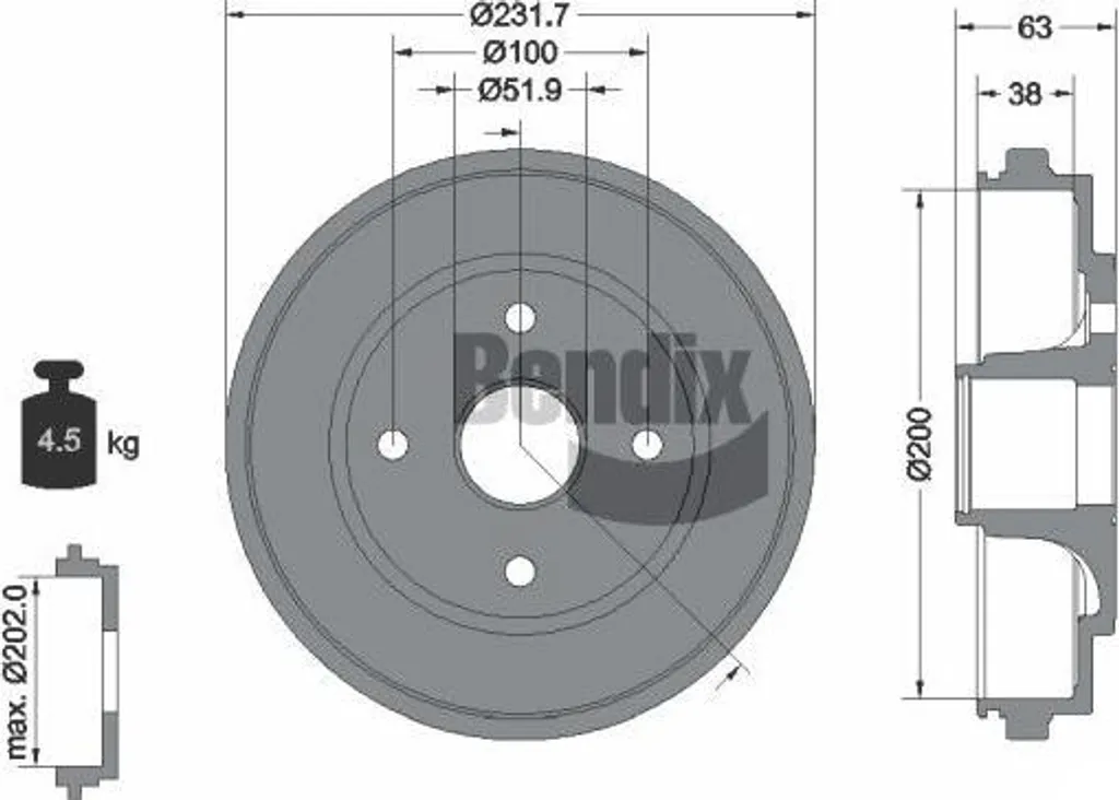 Tambour de frein Bendix BDM1091 pour Opel Agila A fini les bruits OE