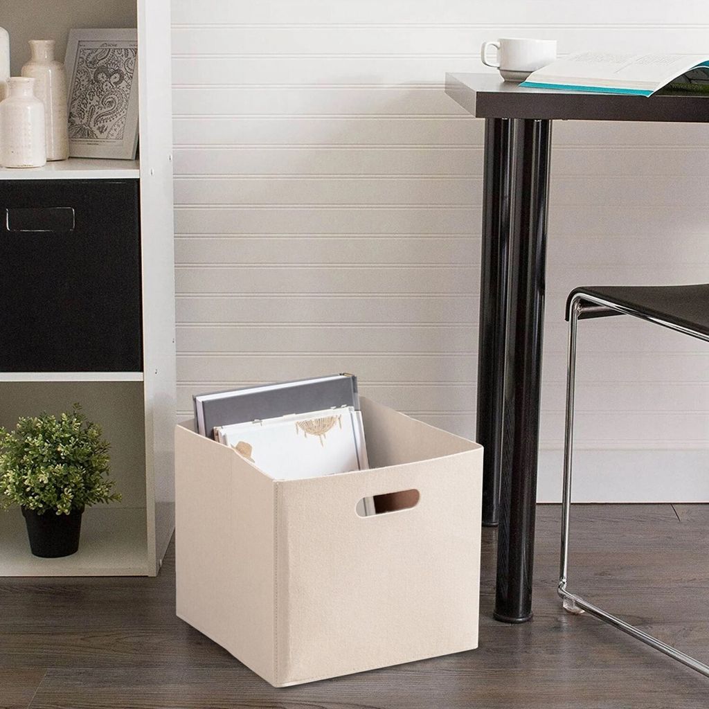 Evila Originals, HMY-6369, Filzkorb, Creme, 24 x 24 cm