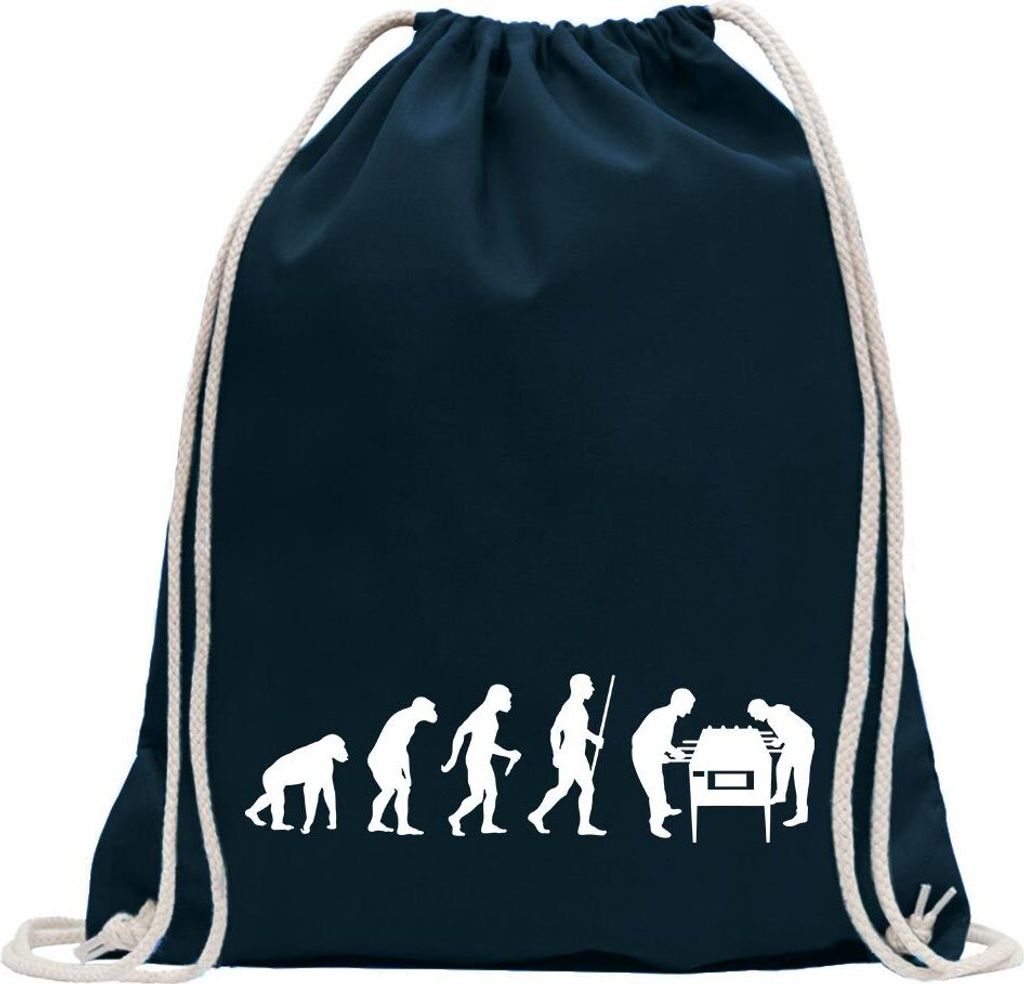 Kiwistar - Turnbeutel - dunkelblau - Kicker Tischfußball Evolution - Fun Rucksack Sport Beutel Gymsack Baumwolle mit Ziehgurt