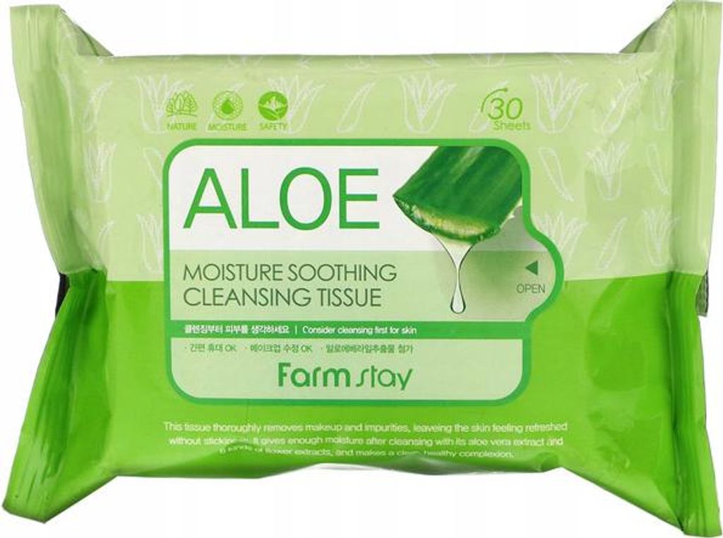 FARMSTAY Aloe Make-up-Entfernungstücher, 30 Stück