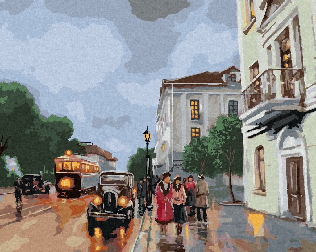 Zuty - Malen nach Zahlen - ALTSTADT MIT AUTOS, 40x50 cm, ohne Keilrahmen