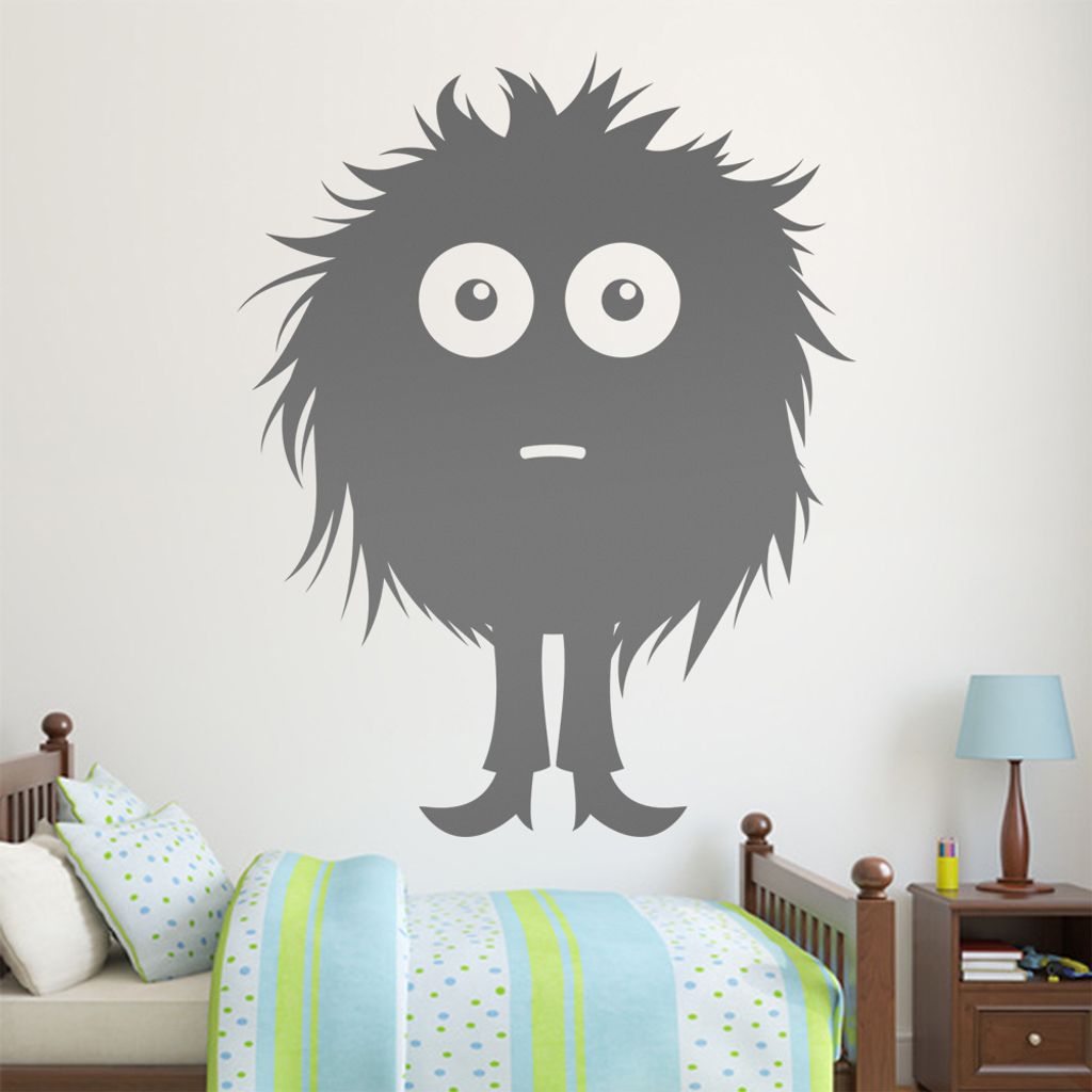 KIWISTAR Haariges kleines Monster Wandtattoo in 6 Größen - Wandaufkleber Wall Sticker - Dekoration, Küche, Wohnzimmer, Schlafzimmer, Badezimmer