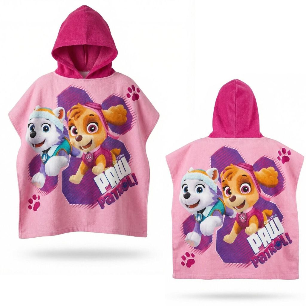 PAW Patrol Kinder Mädchen Mikrofaser Poncho Badetuch Badeponcho 55x110 cm